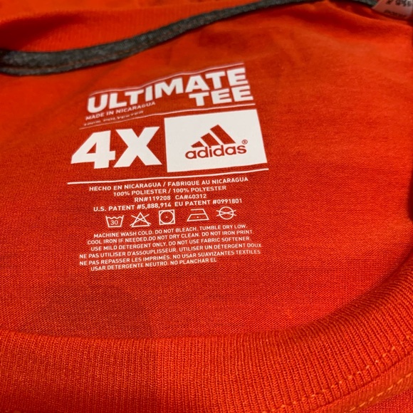 Adidas Univerity of Miami ultimate tee mens Medium Orange Logo Gold Chain 4X - Picture 2 of 4